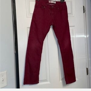 Levi's 511 Jeans L25xW25 Burgundy Slim Fit Performance Cotton Blend Men's